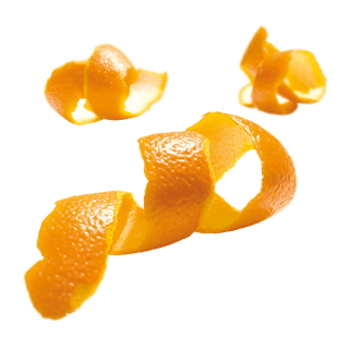 schwebende Orangenschalen