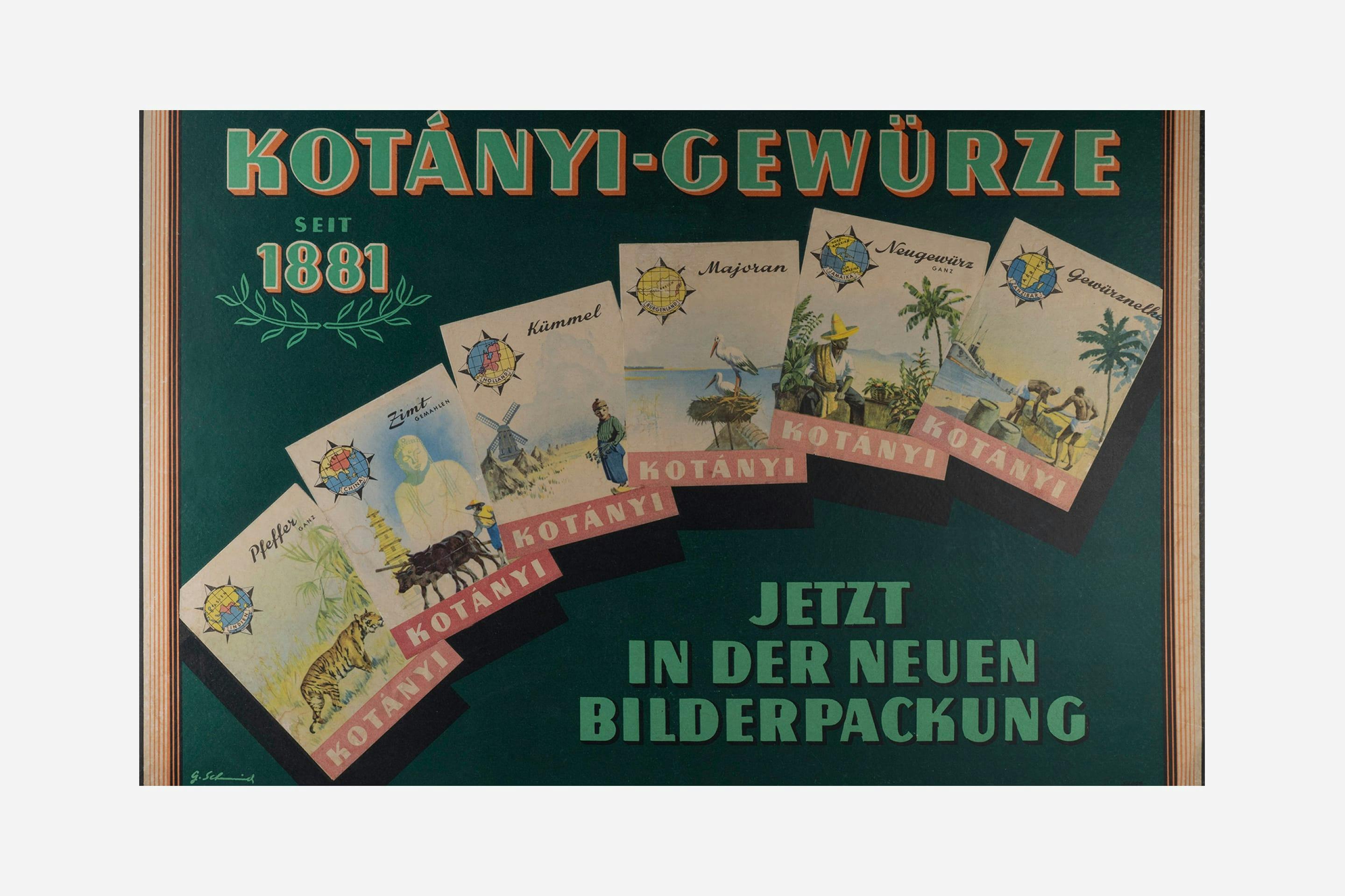 Рекламний плакат Kotányi для пакетиків із зображеннями, 1970 р.